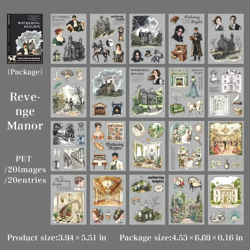 1pack/3pack Classic Literature Collection Handbook Series Literary Story Theme Sticker Book Character Collage 6 Designs