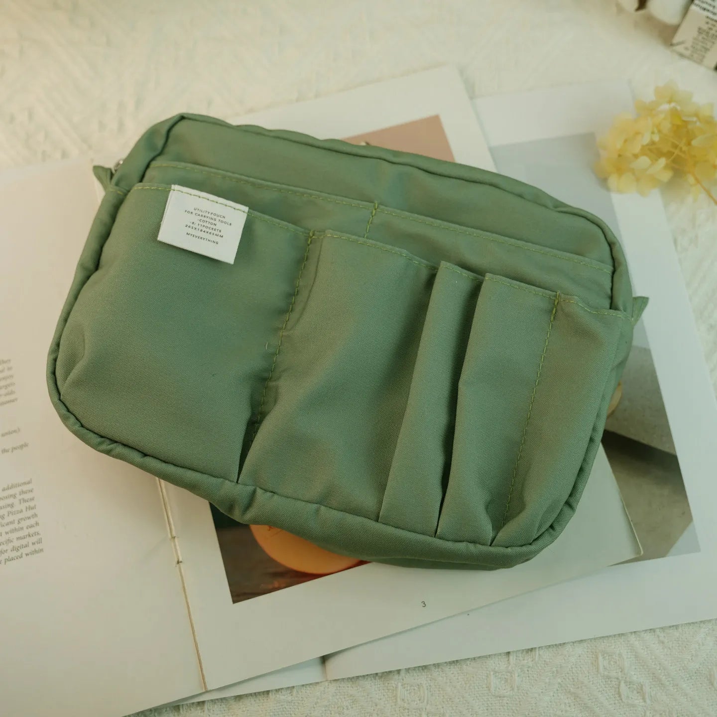 New In Stock Canvas Pencil Pouch Large Capacity Solid Color Japanese Style Portable Multifunctional Journal Storage Bag For Use