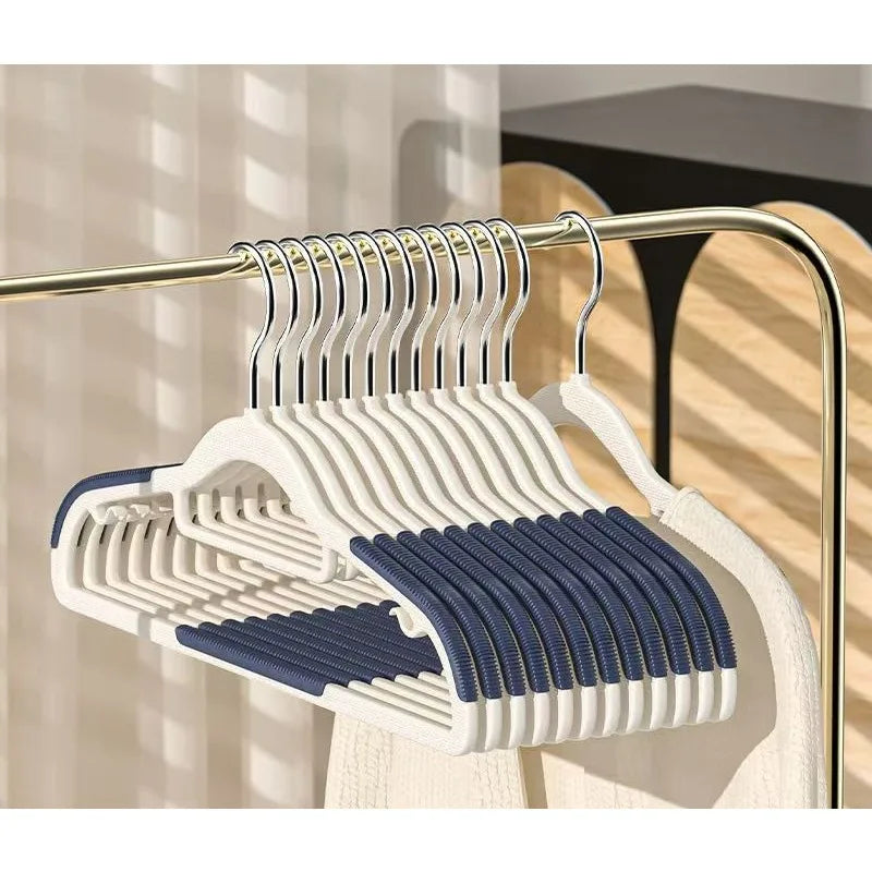 10-piece home clothes hanger set, double hook anti-slip design, reusable, for drying clothes, wet clothes, and wardrobe storage