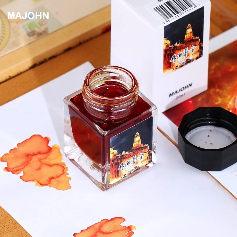 MAJOHN 20ml Shanghai Themed Glitter Ink for Fountain Pen Dip Pen Sketching Art Golden Particles Stationery School Supplies