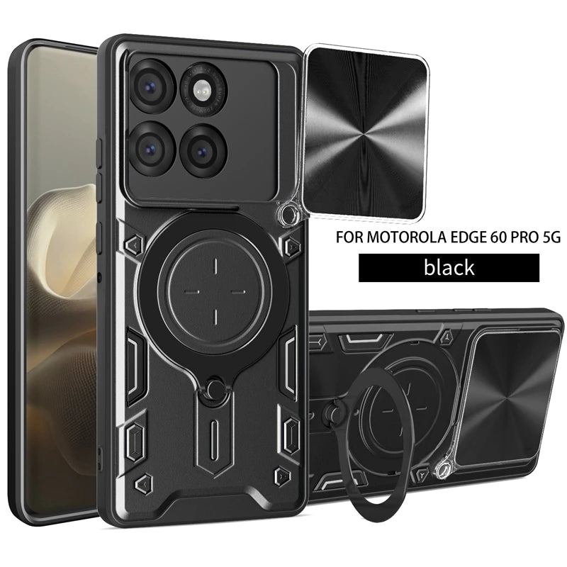 For Motorola Moto Edge 60 Pro 5G Case Shockproof Armor Cover For Moto Edge60 Pro Magnetic Holder Ring Stand Lens Protect Funda