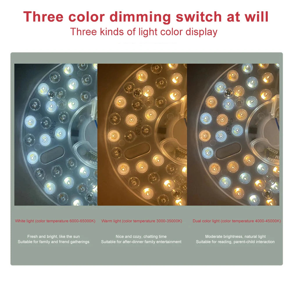 LED Ring Panel Circle Light AC 110V/220V 15/18/24W Replacement Round Ceiling Board Circular Lamp Board Ceiling Fan LED Module