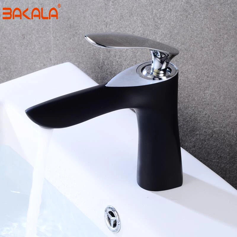 BAKALA New Design Brass Chrome Black Whte Golden Shite Single Handle Bathroom Sink Faucet Mixer Tap Basin Faucet  BR-2018A20
