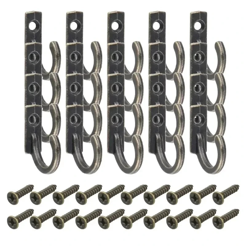 20/10PCS Mini Hook with Screws Antique Alloy Door Wall Hooks Keys Hair Rope Hanging Storage Rack Bathroom Kitchen Accessories