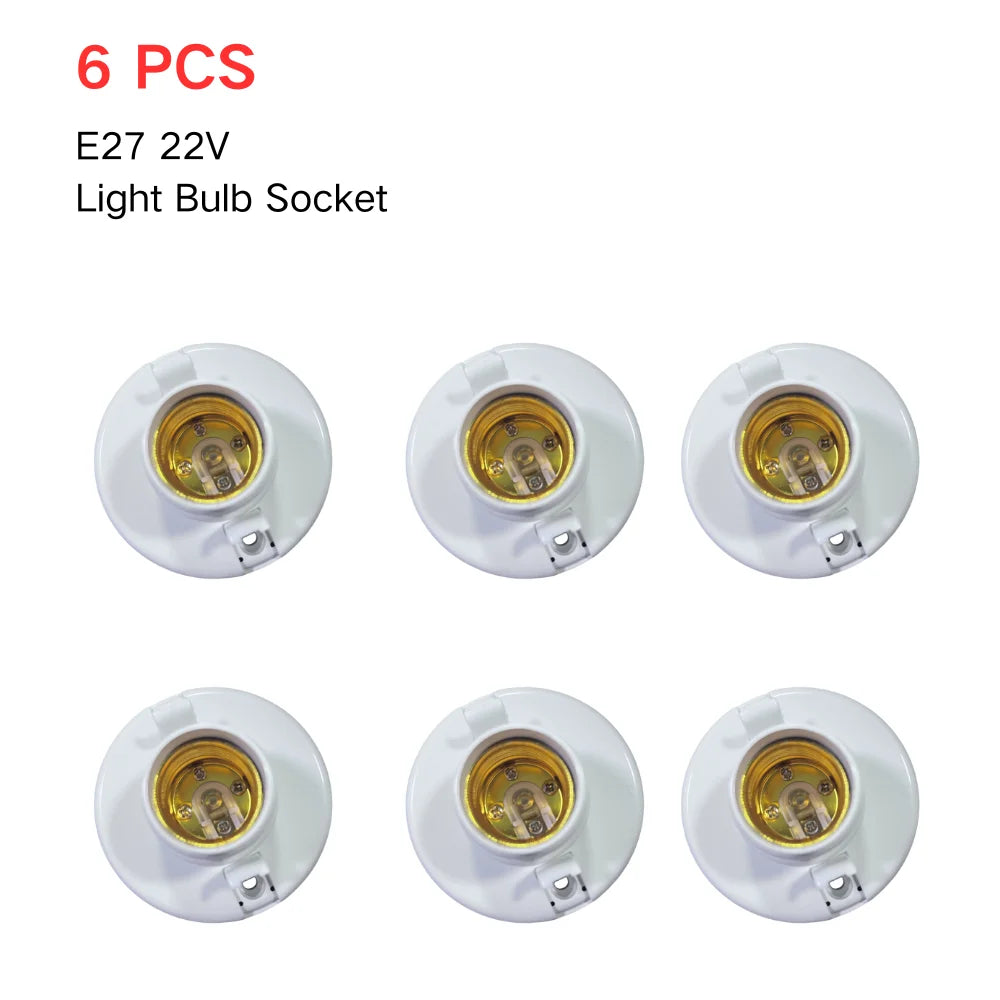 1-6PCS E27 Screw Cap Socket White Ceiling Light Lamp Bulb Fixing Base Stand Light Bulb Holder Lamp Socket For Ceiling Fan