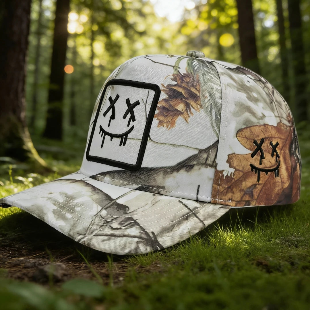 Fashionable camouflage hat with unique embroidery design - stand out in summer style, ideal for casual outings, paired with swim