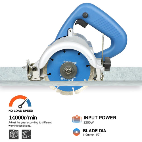 1200W Marble Tile Cutting Machine Cutter Ceramic Tile Saw Power Tile Masonry Saw 0-45 Degree Bevel Cutting 0-32 Depth Adjusting