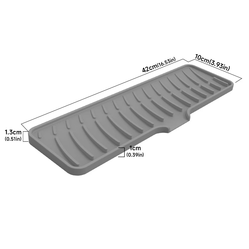 Silicone Faucet Splash Pad Kitchen Foldable Drainage Mat Multipurpose Toilet Soap Storage Slope Design for Rapid Drainage