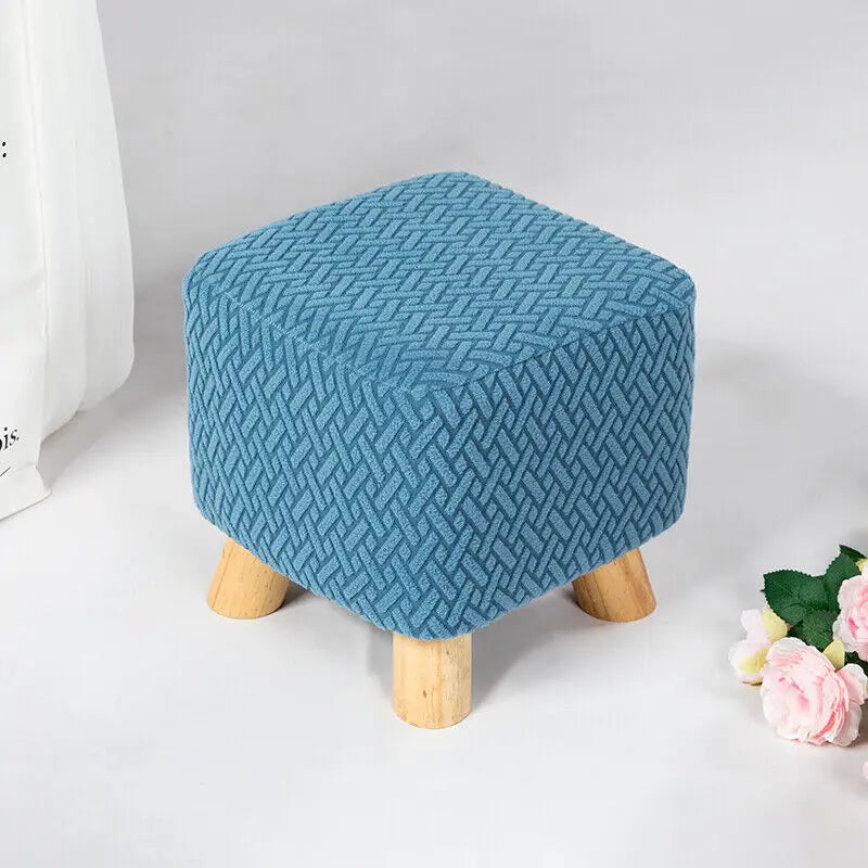 Square Stool Covers Thick Stretch Knitting Round Seat Covers Living Room Chair Cover Small Footstool Ottoman Slipcover Protector