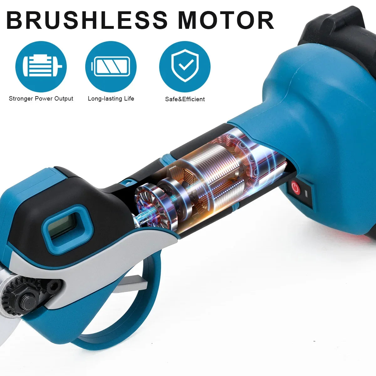 Gisam 40mm Brushless Electric Pruning Shears 1000W Cordless Fruit Tree Branches Scissors Power Tool For Makita 18V Battery Pins
