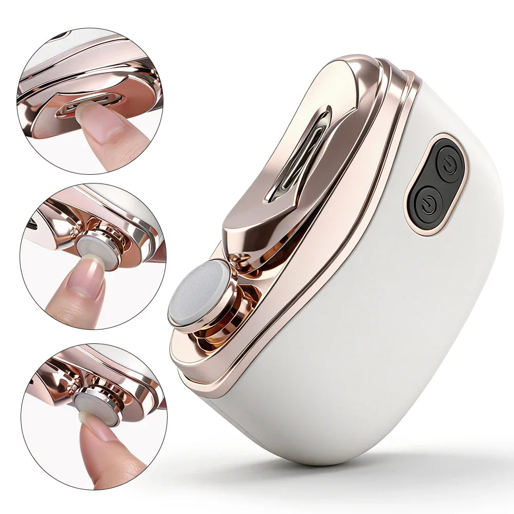Electric Nail Clipper 2 in 1 Trimmer and Polisher 2 Speed Safety Nail Cutter Tool with LED Light Nail Dust Storage for Kid Adult
