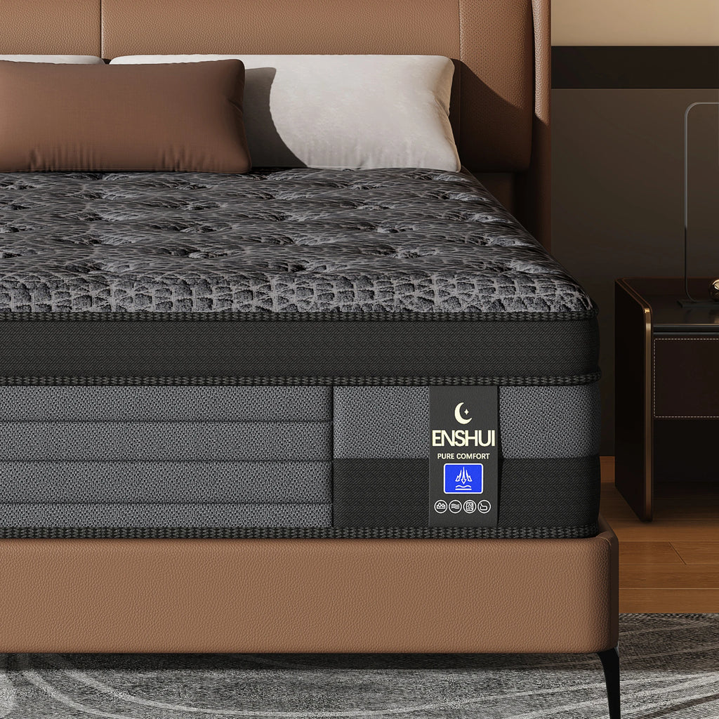 12"14" Memory Foam & Pocket Spring For Back Pain Relief Feel, Gel-Infused for Cooling,Breathable, CertiPUR-US Certified