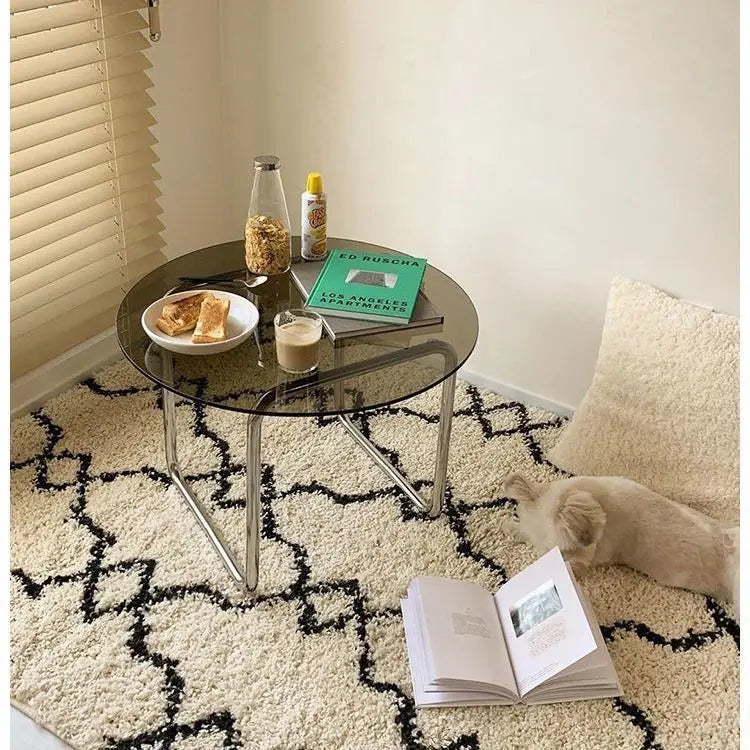Nordic Coffee Table Modern Tempered Glass Coffee Table Home Living Room Sofa Side Tables Light Luxury Round Bedroom Tables