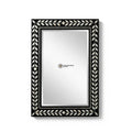 Luxury Art Deco Square Wedding MOP Inlay Decorative Mirror Intricate Leaf Motif Deep Black Wooden Frame Handmade Eco-Friendly
