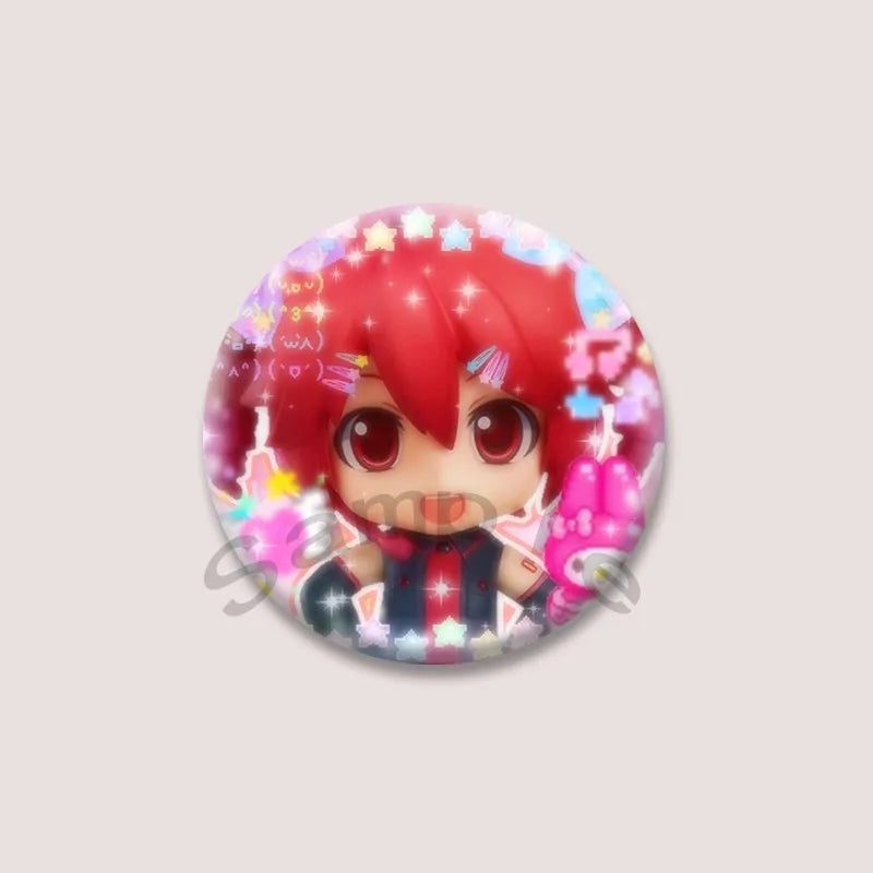 Kasane Teto Badge, Cute UTAU Anime Round Button Pin, Vocaloid Cosplay Brooch for Backpack Clothes, Collectible Gift for Fans
