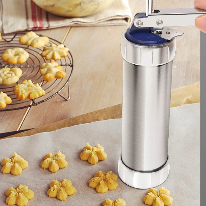 Stainless Steel Cake Cream Decorating Gun Sets Cookie Making Machine Nozzles Mold Pastry Syringe Extruder Outdoor Tableware