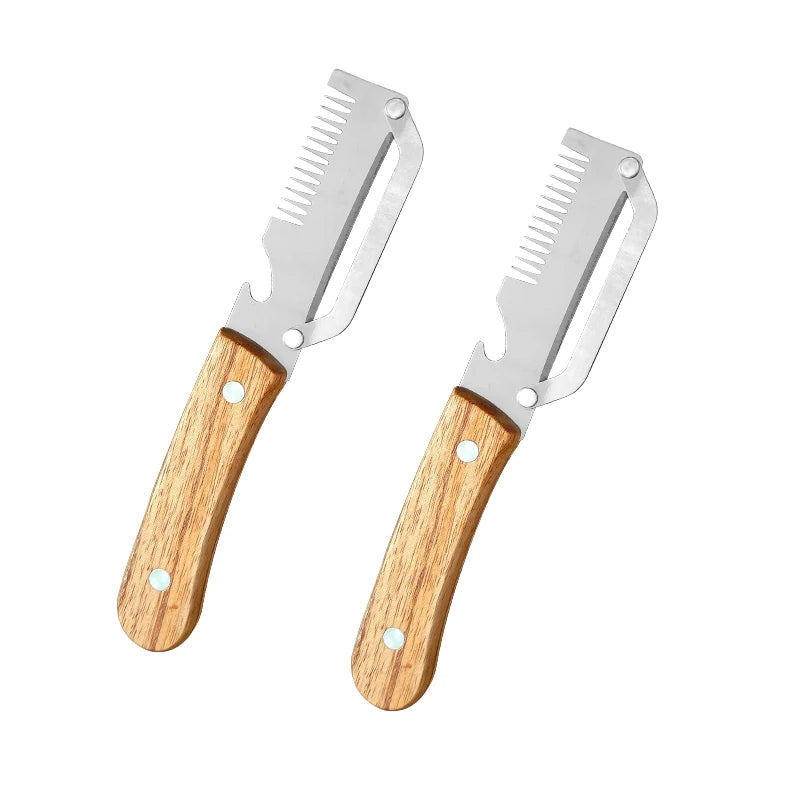 Multi-Functional Vegetable Peeler For Kitchen Ultra-Sharp Cutter Tool Stainless Steel Blade With Wooden Handle And Bottle Opener