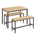 VASAGLE Dining Table with 2 Benches, 3 Piece Set, Kitchen Table of 70 x 110 x 75 cm, 2 Benches of 30 x 97 x 50 cm Each