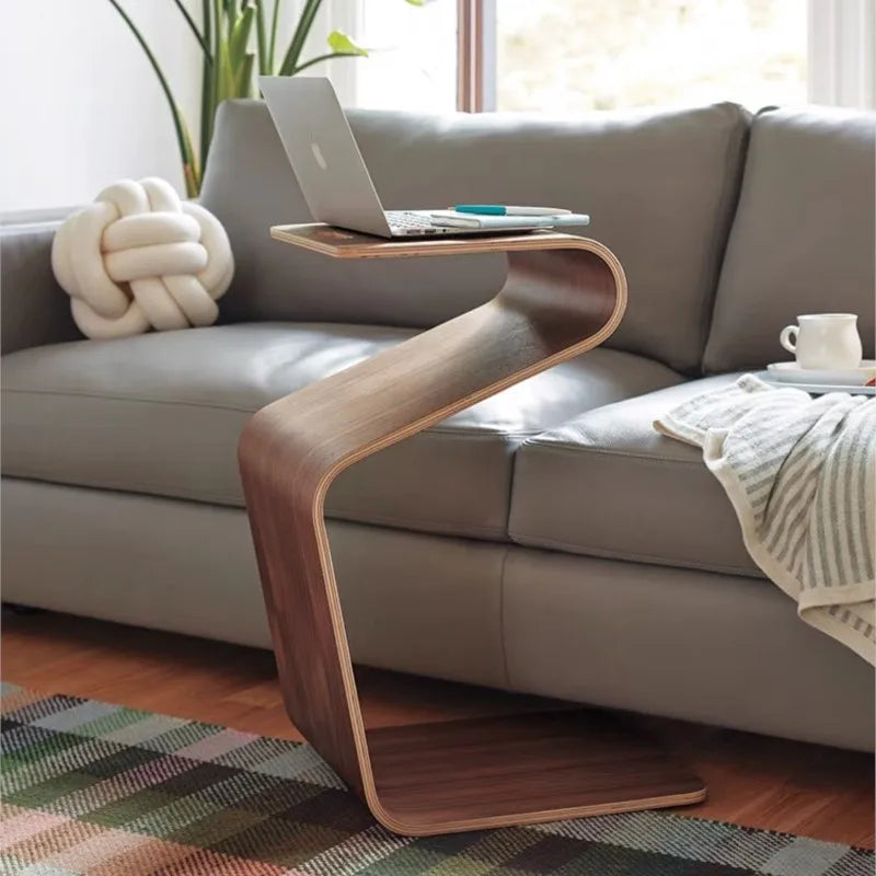 MOMO Designer Minimalist N-Type Small Coffee Table Scandinavian Sofa Side Table Solid Wood Bedside Balcony Corner Table