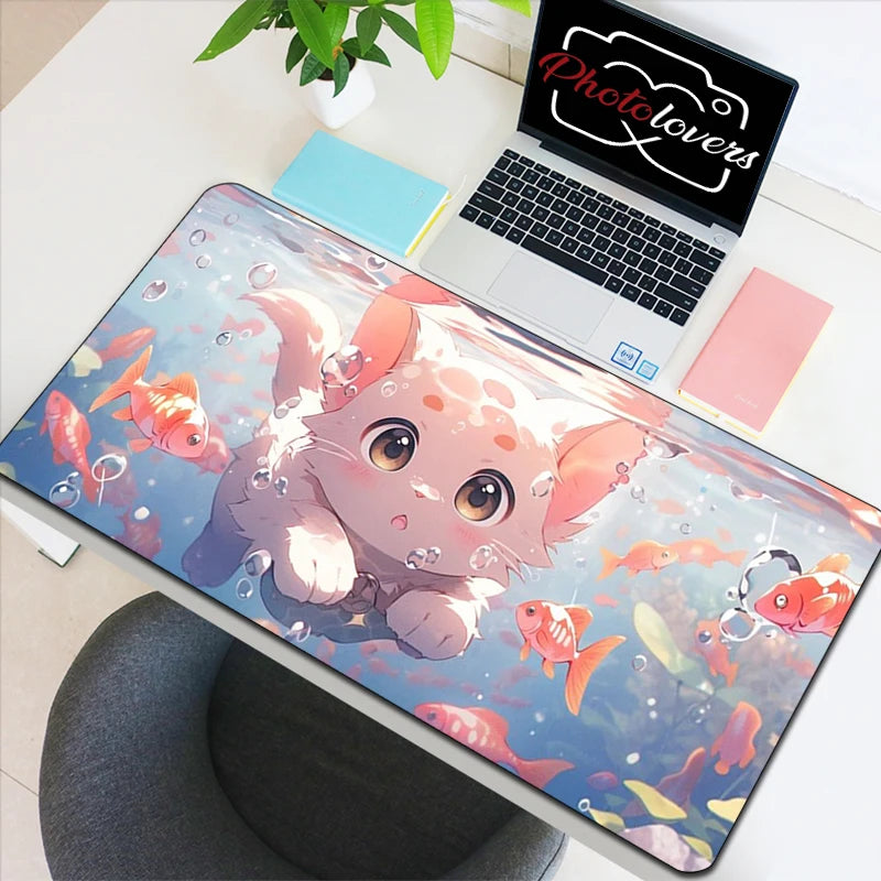 Anime Xxl Mouse Pad Gaming Accessories Cartoon Cat Keyboard Mousepad Gamer Desk Mat Cute Computer Offices Pc Cabinet Kawaii Mice
