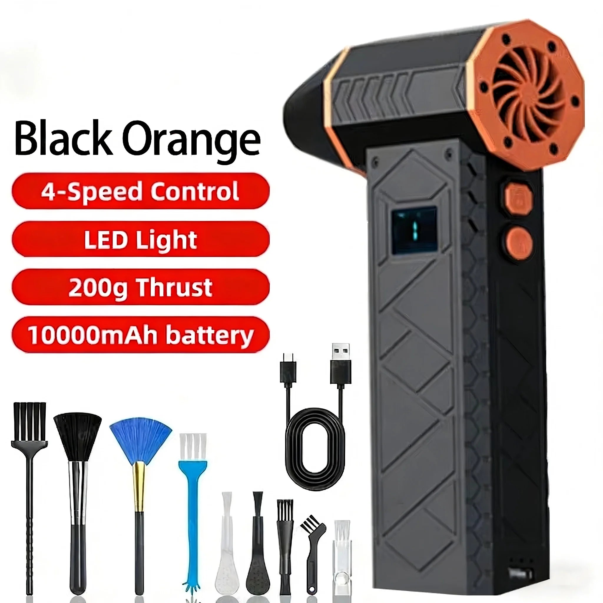 High-Speed Handheld Fan 130000 RPM with Display Large Capacity Strong Wind Power Brushless Motor for Cooling And Ventilation