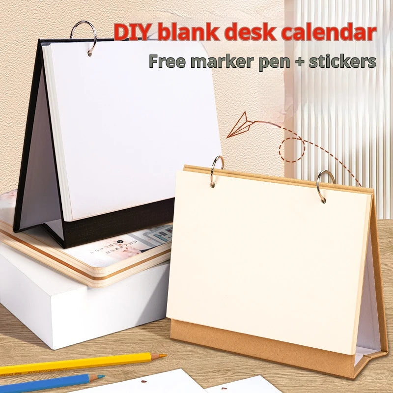 DIY Blank Desk Calendar Making Blank Daily Book Loose Leaf Calendar Planner Standing Flip Desktop School Monthly Year Calendar
