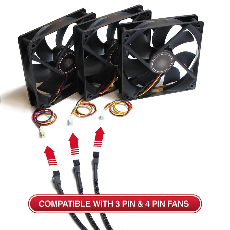 10.5 Inch 3 Way 4 Pin PWM Fan Splitter Cable For Computer ATX Case Cooling Fan