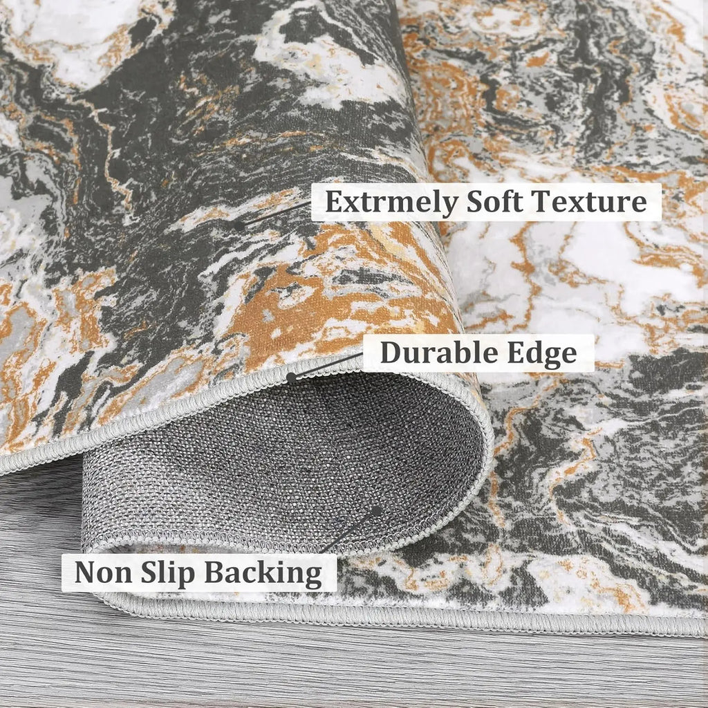 Washable Area Rug for Living Room,160x230cm,Non-Slip Low Pile Carpet,Soft Foldable Modern Rug with Reinforced Edges for Bedroom