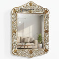 Decorative Art Deco Floral Pattern Square MDF Handmade Eco-Friendly Framed Edge Wedding Wall Mirror 5.0mm Thickness Luxury Decor