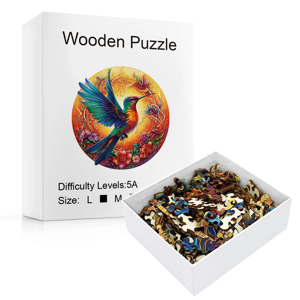 Wooden Puzzles for Adults Mandala Hummingbird Jigsaw Puzzles Unique Shapes Bird Puzzles Great Gift for Adults and Couples on Val