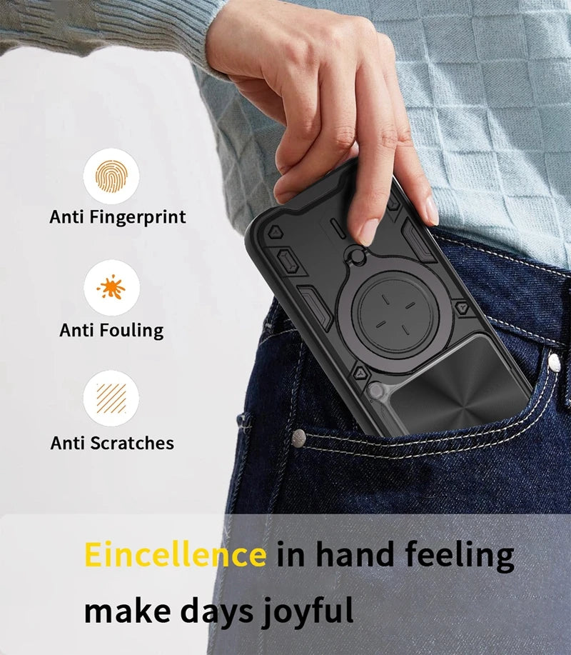 For Xiaomi POCO M7 Pro 5G Case Armor Car Magnetic Holder Ring Phone Case For Mi Poco M7 Pro M7Pro Slide Lens Protector Cover