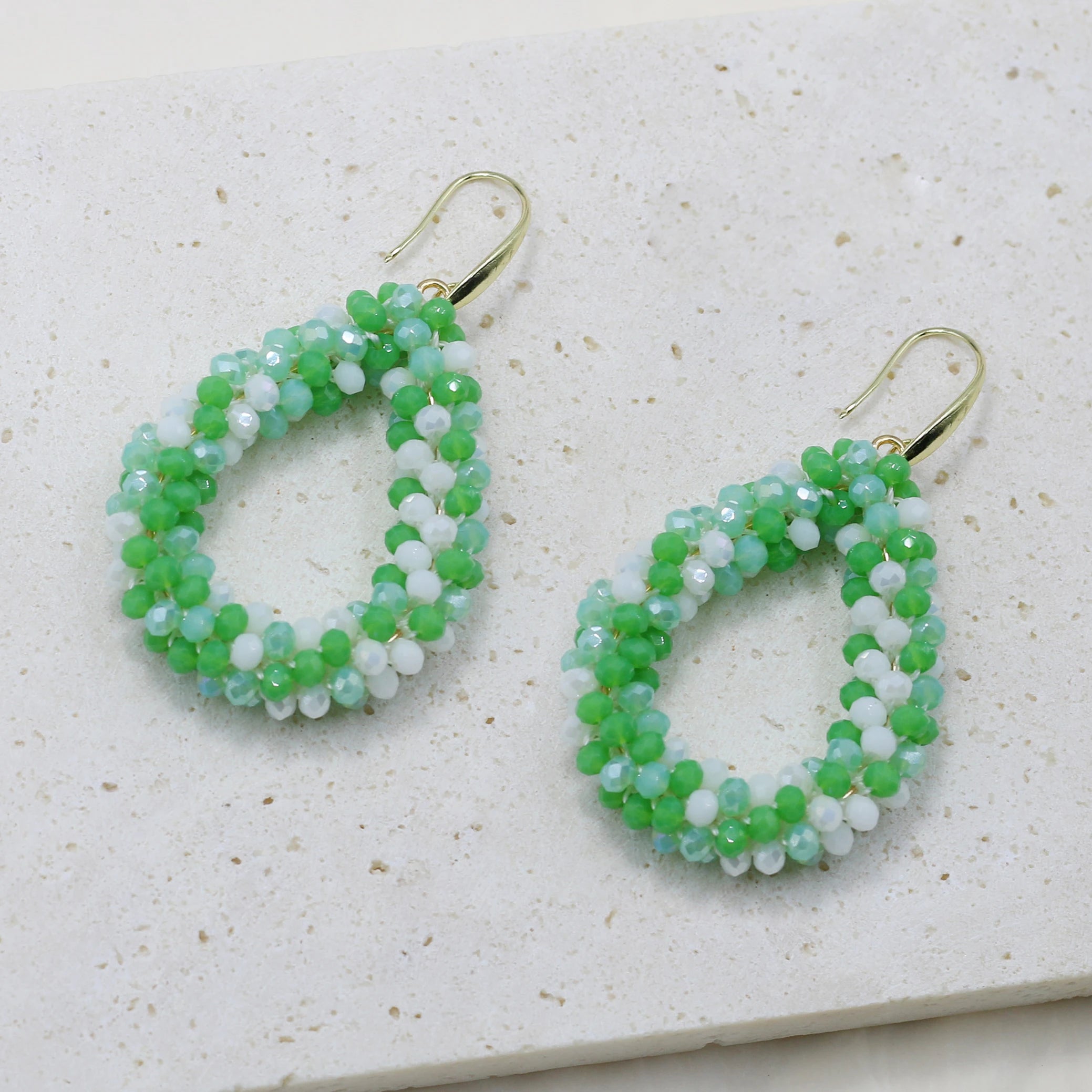 INKDEW Mixed Color Big Drop Earrings Colorful Bead Handmade Threading Crystal Earrings for Women Gift Water Drop Jewelry EA004