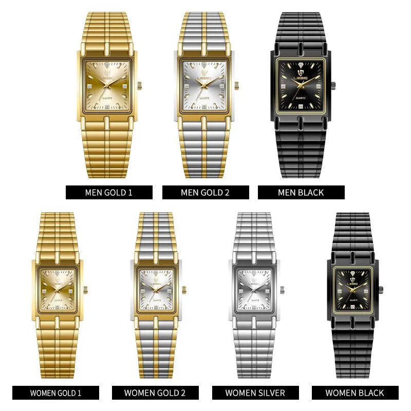 LIEBIG Luxury Quartz Watches Male Stainless Steel Bracelet Ladies Clock Fashion Golden Wristwatches Mens Women Relogio Masculino