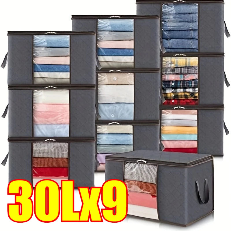 Closet Organizers and Storages Clothes Storage Bag Blanket Storage Foldable Storages Bin Sturdy Sewn By 3 Layers Fabrics