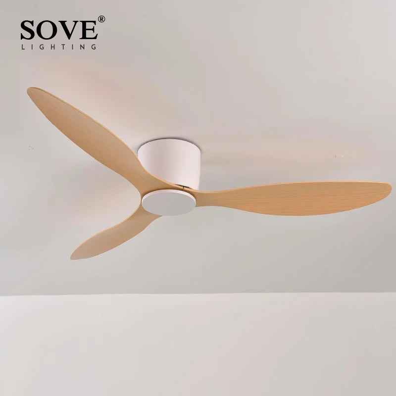 SOVE Modern White Low Floor BLDC Motor 30W Ceiling Fans With Remote Control Simple Ceiling Fan Without Light Home Fan 220V