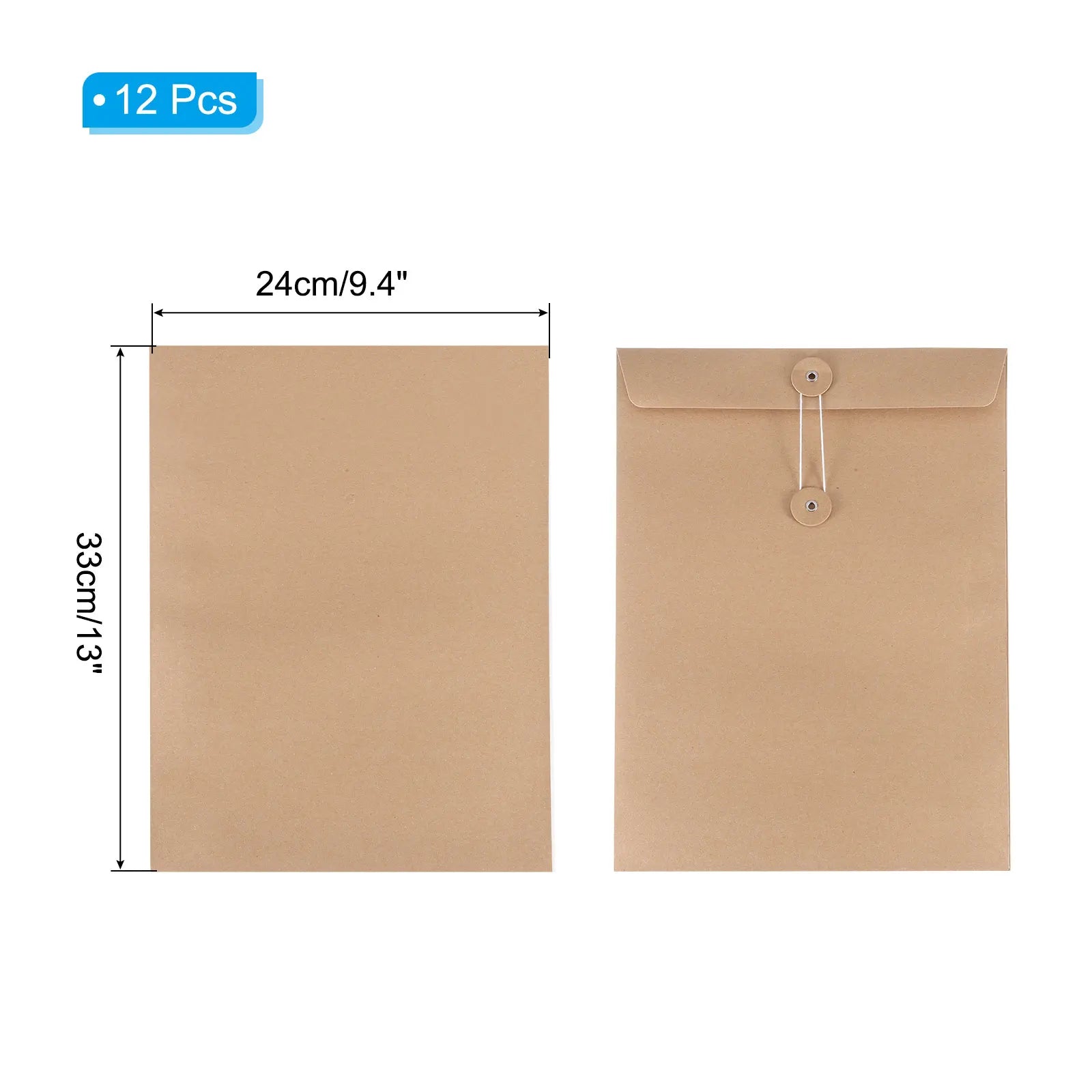 6/12Pcs Kraft Paper Envelope with String Tie Closure Vintage Envelopes File Folder Bag for Office Card Storage Document Organize