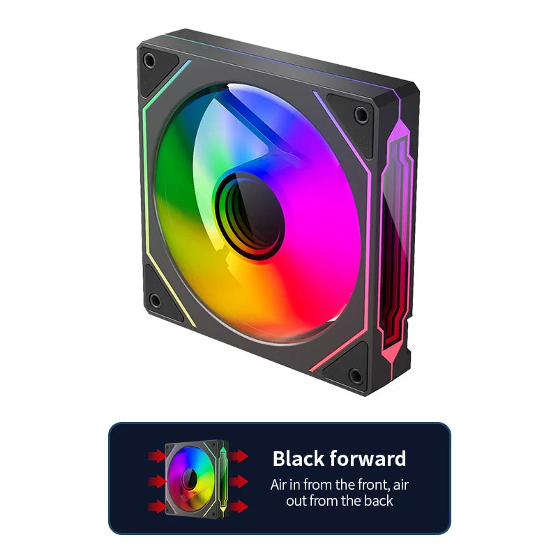 TEUCER LJ-4Pro Computer Case Fan ARGB Mirror Cycle 120mm 4Pin PWM PC Quiet Cooling Fan Low Noise Chassis Fan