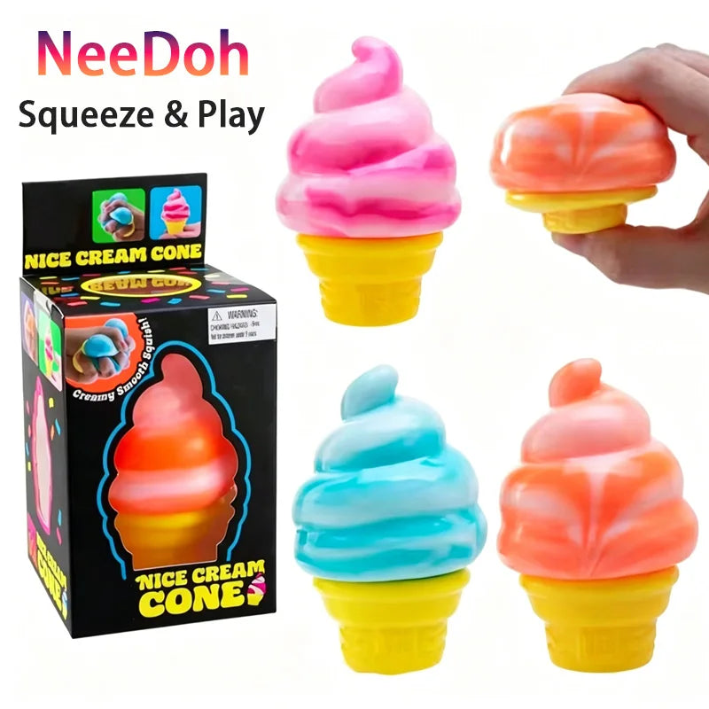 NeeDoh Ice Cream Stress Ball Fidget Toys Anxiety Stress Relief Sensory Toys Nice-Sicle Anti-Anxiety Squeeze Object For Kids