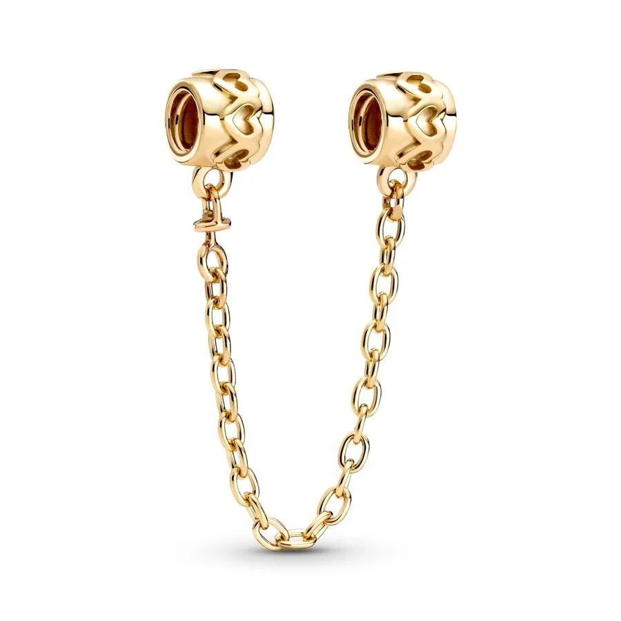 Gold Plated CZ Charms Fit Original Bracelet 925 Sterling Silver Core Heart Star Flower Dangle Beads Luxury DIY Jewelry Gift