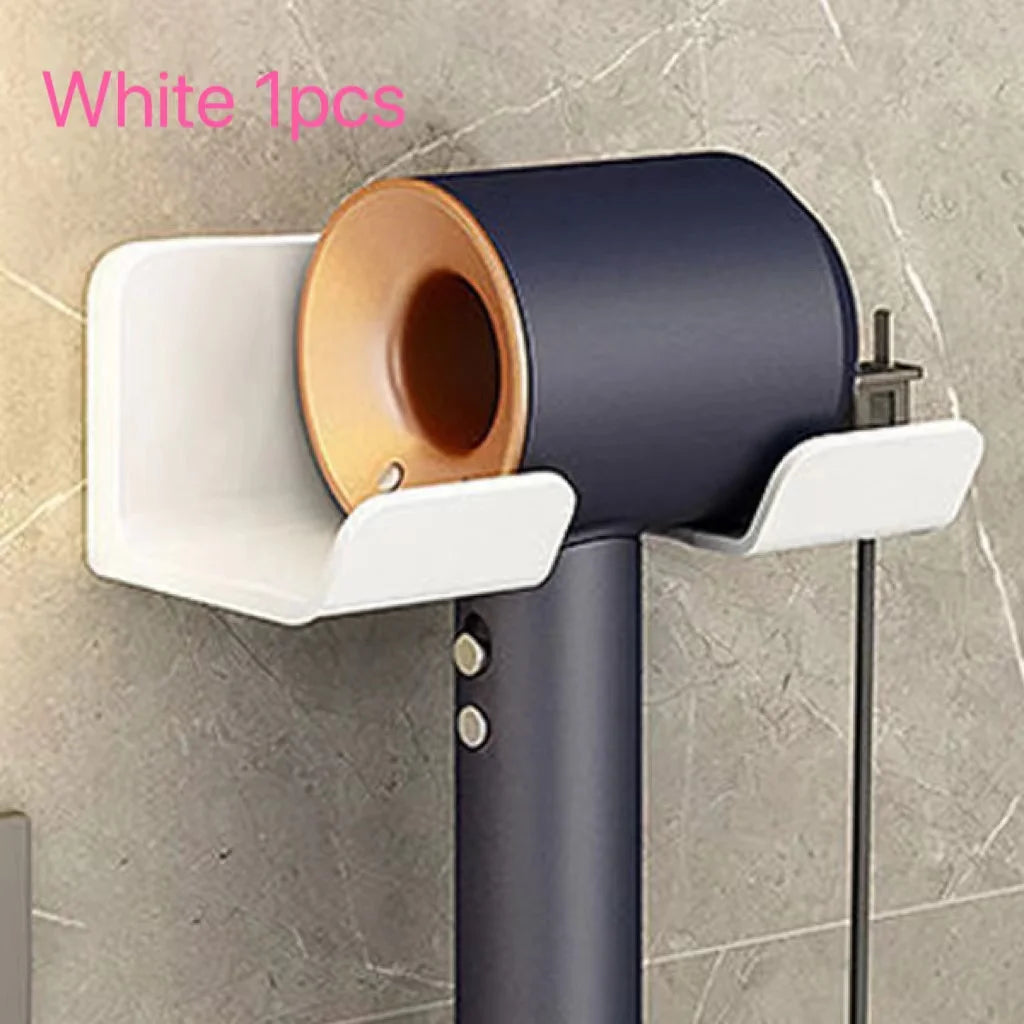 1pc Multi-Functional Wall Mounted Hair Dryer Holder, Bathroom Hair Tool Organizer Storage Rack for Home & Hotel Use