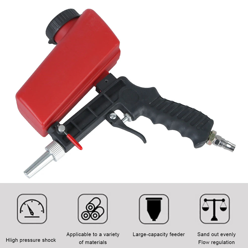 90psi Portable Gravity Sand Blaster Small Sand Blasting Machine Handheld Pneumatic Blasting Gun Set Sandblasting Gun Adjustable