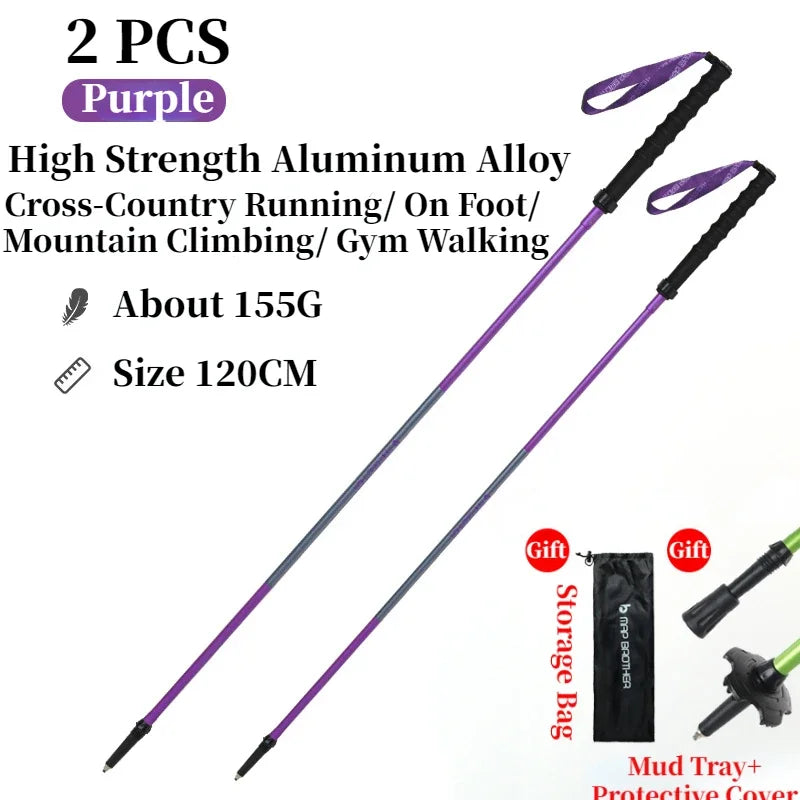 MAP BROTHER M3031 N-Pole Folding Quick Lock Trekking Poles Hiking Pole Race Running Outdoor Walking Stick 7075 Aluminum Alloy
