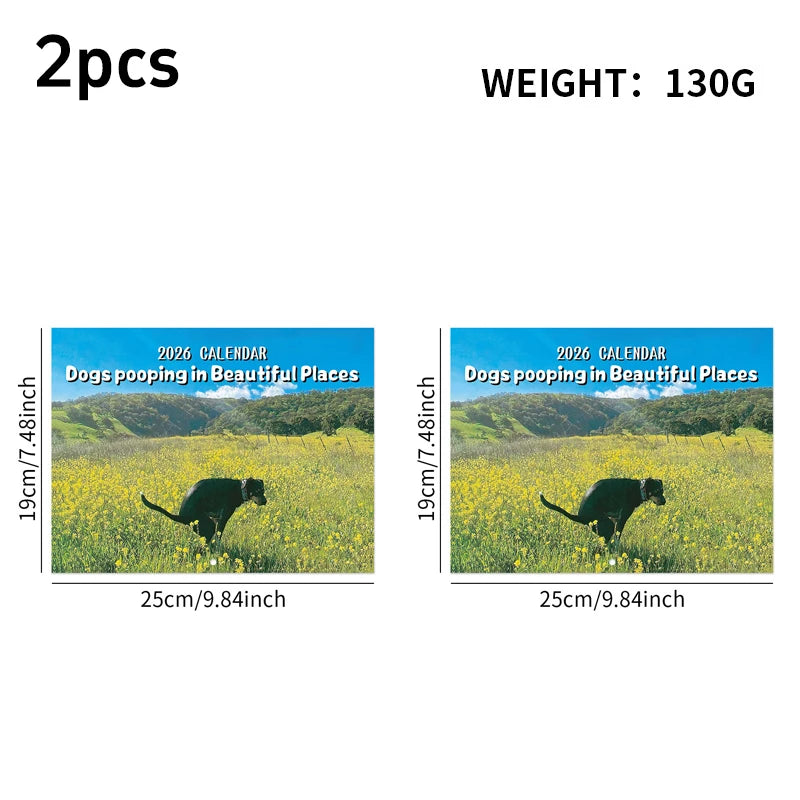 2026 Dog Pooping Calendar Funny Animal Humor Wall Calendar with Dogsh*t Design Novelty Gag Gift for Dog Lovers Office Home Decor