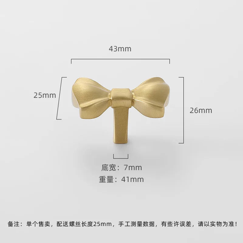 Pure Copper Furniture Handle Drawer Knob Solid Bow Shape Cabinet Door Cupboard Wardrobe Handles Door Pulls Hardware Diy