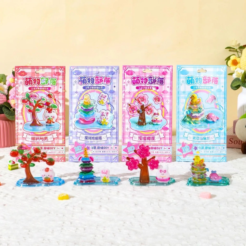 3D Stacked Crystal Stickers Cute Animal Stickers for Girls Boys Classroom Prizes Kids Handmade DIY Creative Gift Party Favors