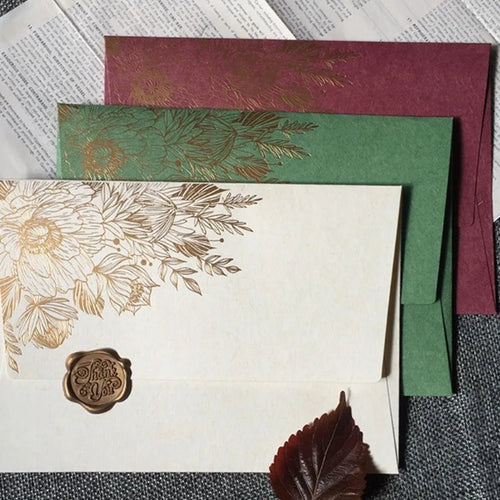 10pcs/special Paper Card Hot Stamping Invitation Letter Envelope, Pearl Paper Packaging Thick Envelope