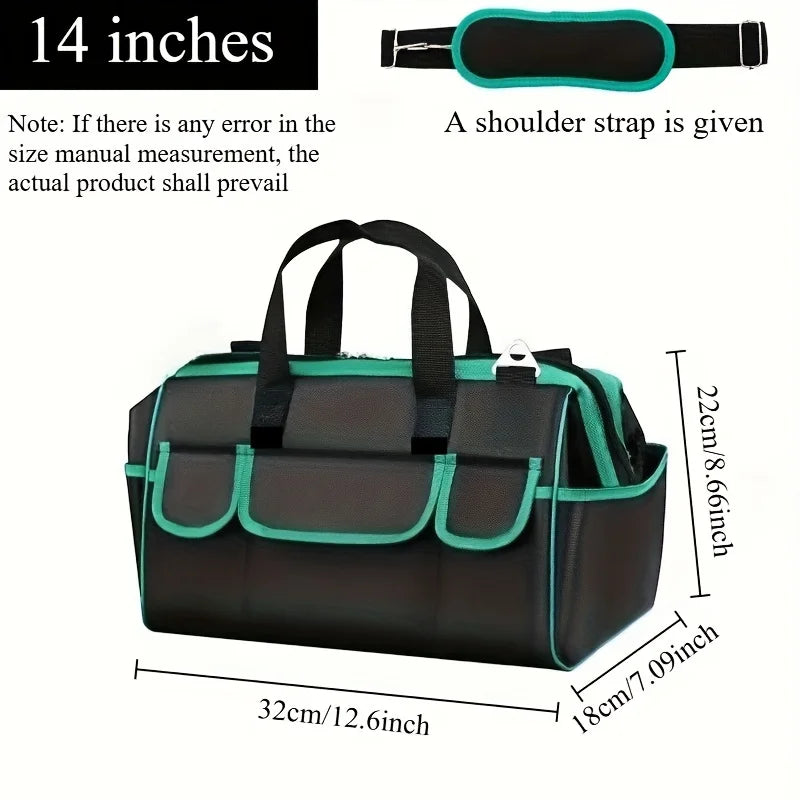Heavy Duty Tool Bag, Wide Mouth Small Tool Bags, Soft Handle Toolbox Organizer Storage, Large Zipper Electrician Tool Bag
