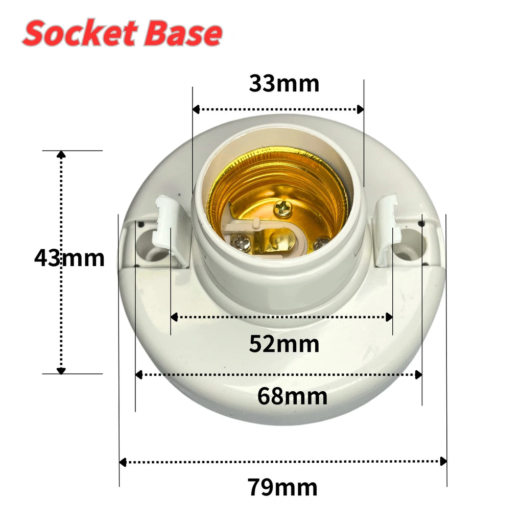 1-6PCS E27 Screw Cap Socket White Ceiling Light Lamp Bulb Fixing Base Stand Light Bulb Holder Lamp Socket For Ceiling Fan