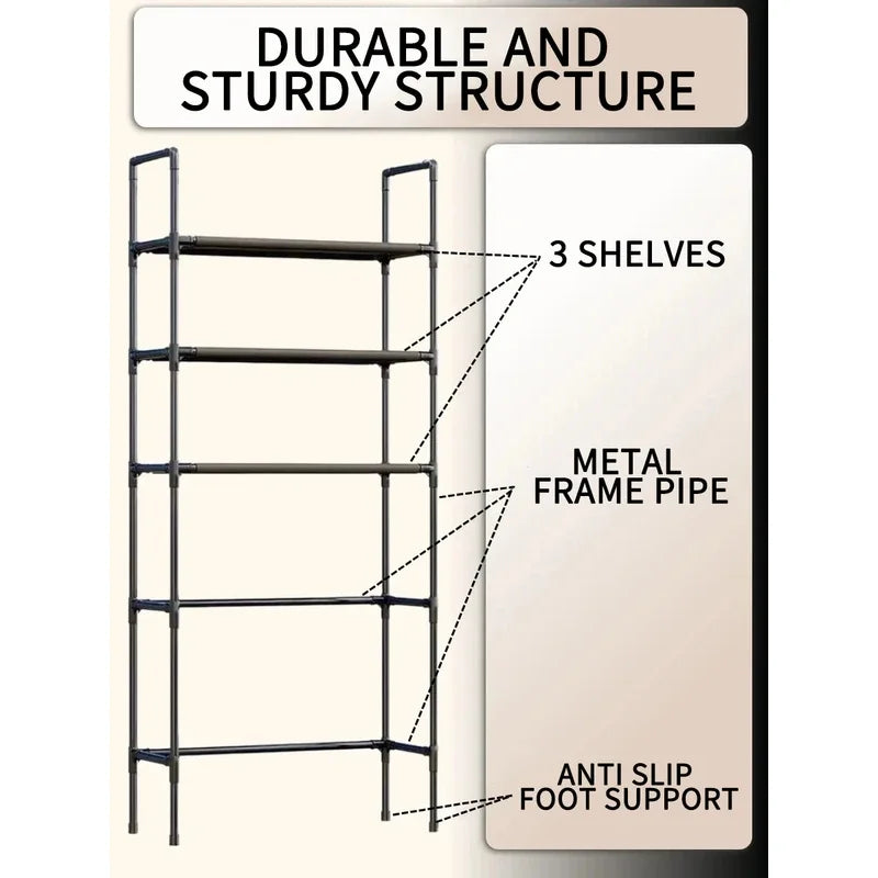 Bathroom Shelf On Toilet White Save Space With 3 Shelves Waterproof Storage Shelf Height Adjustable Legs Washing Machine Shelf