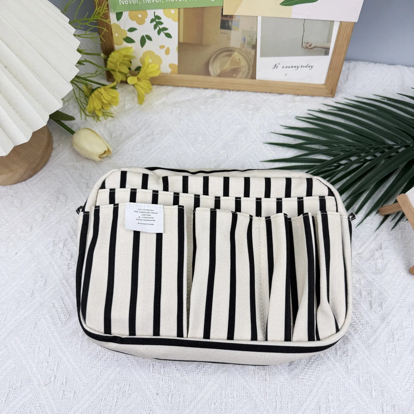 New In Stock Canvas Pencil Pouch Large Capacity Solid Color Japanese Style Portable Multifunctional Journal Storage Bag For Use